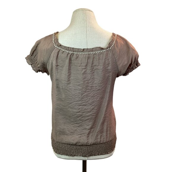 Mine Embroidered Boho Womens Small Top Brown Cotton Rayon Blend - Picture 6 of 10